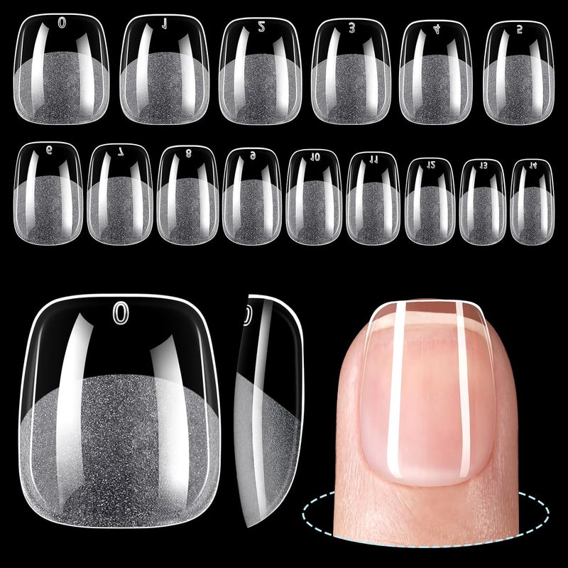 TOMICCA Extra Short Square Nail Tips,15 Sizes 240Pcs Squoval Fake Nails Half Matte Acrylic Gel Nail Tips Full Cover False Nails for Nail Extension Home DIY Salon - Image 1